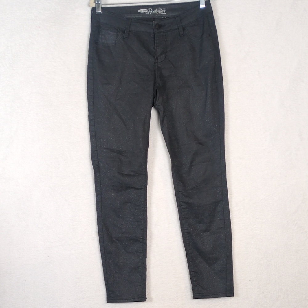 Old Navy Rockstar Women's Black SPARKLY Skinny Pants Size 6